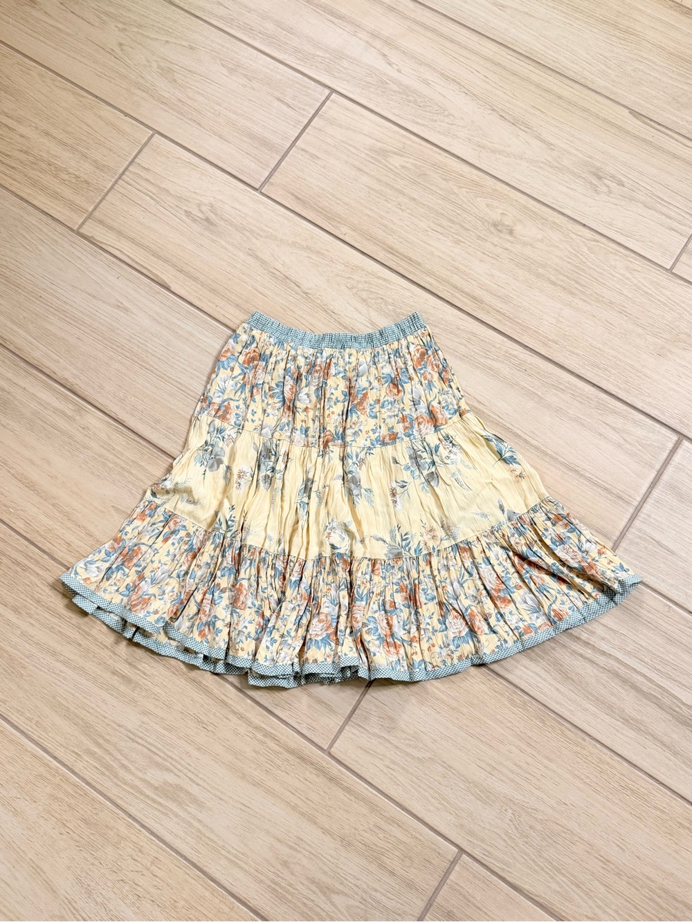 Vintage Karen Kane Floral Tiered Peasant Midi Skirt Size 6 Boho Cottagecore